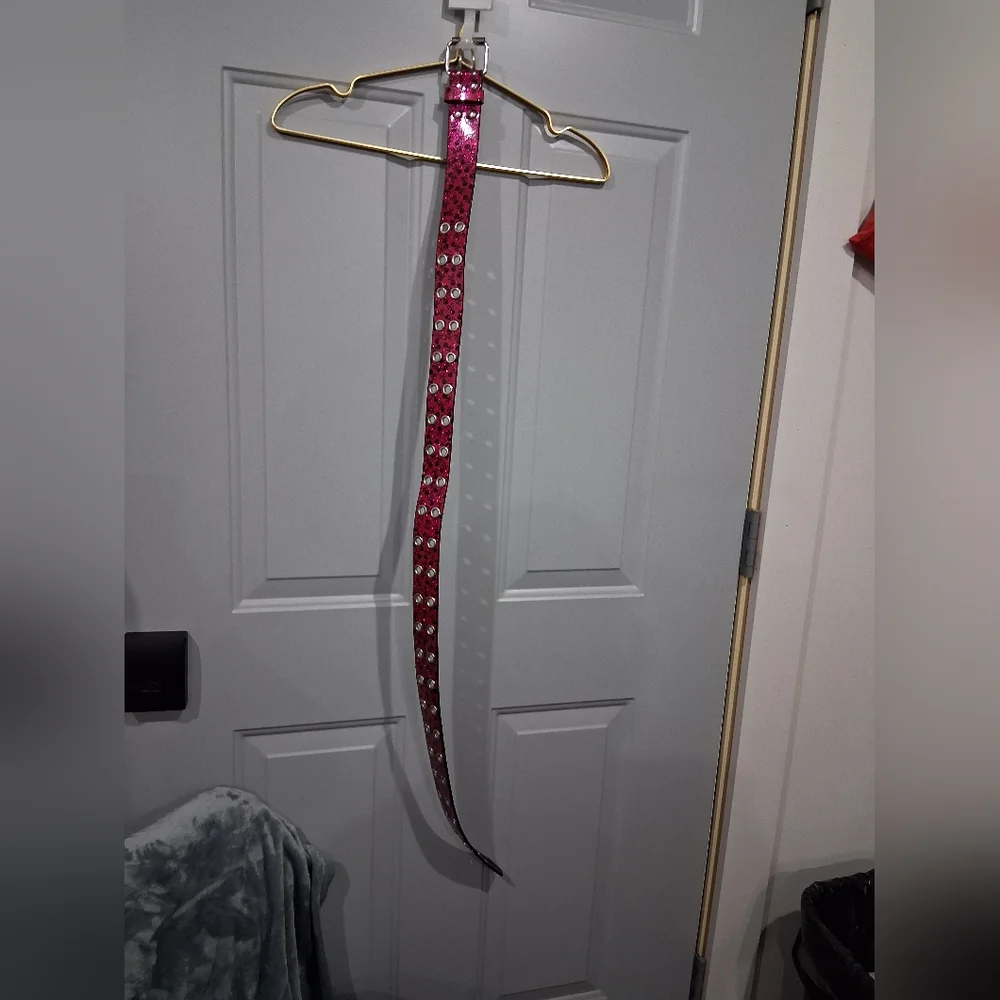 Stylish Pink Belt with Silver Accents (XL Ladies)
